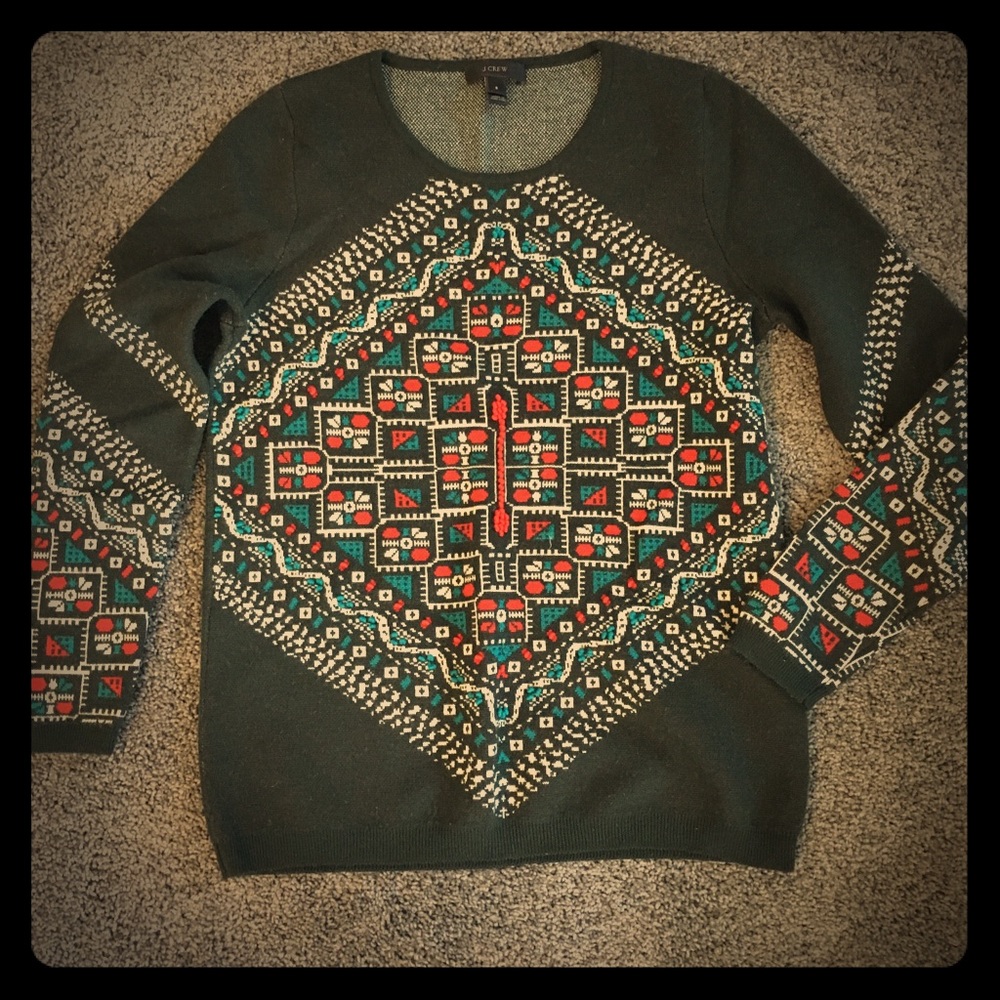 Unique J Crew embroidered sweater